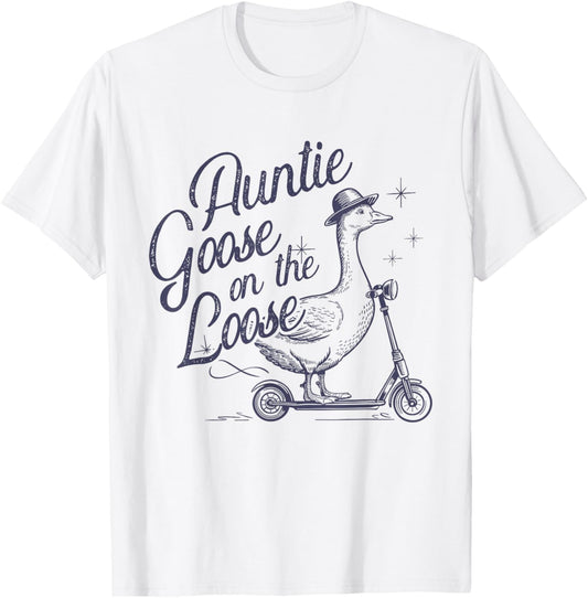 Auntie Goose On the Loose Retro Western Goose Cowboy Goose T-Shirt