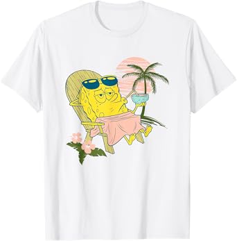 SpongeBob SquarePants Relaxing Having A Coconut At The Beach T-Shirt