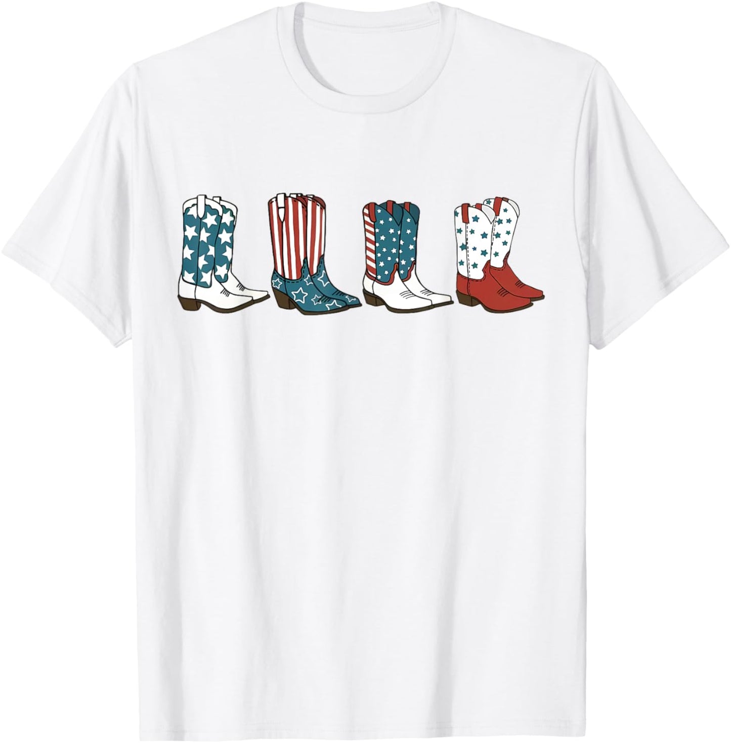 Fourth Of July 4th Of July Western Cowboy Boots Cowgirl T-shirt