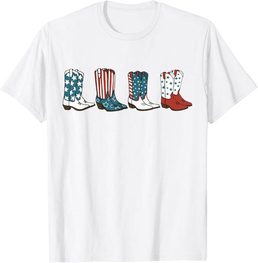 Fourth Of July 4th Of July Western Cowboy Boots Cowgirl T-shirt