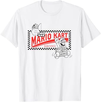 Mario Kart Racing Vintage Checkerboard Frame Logo T-Shirt