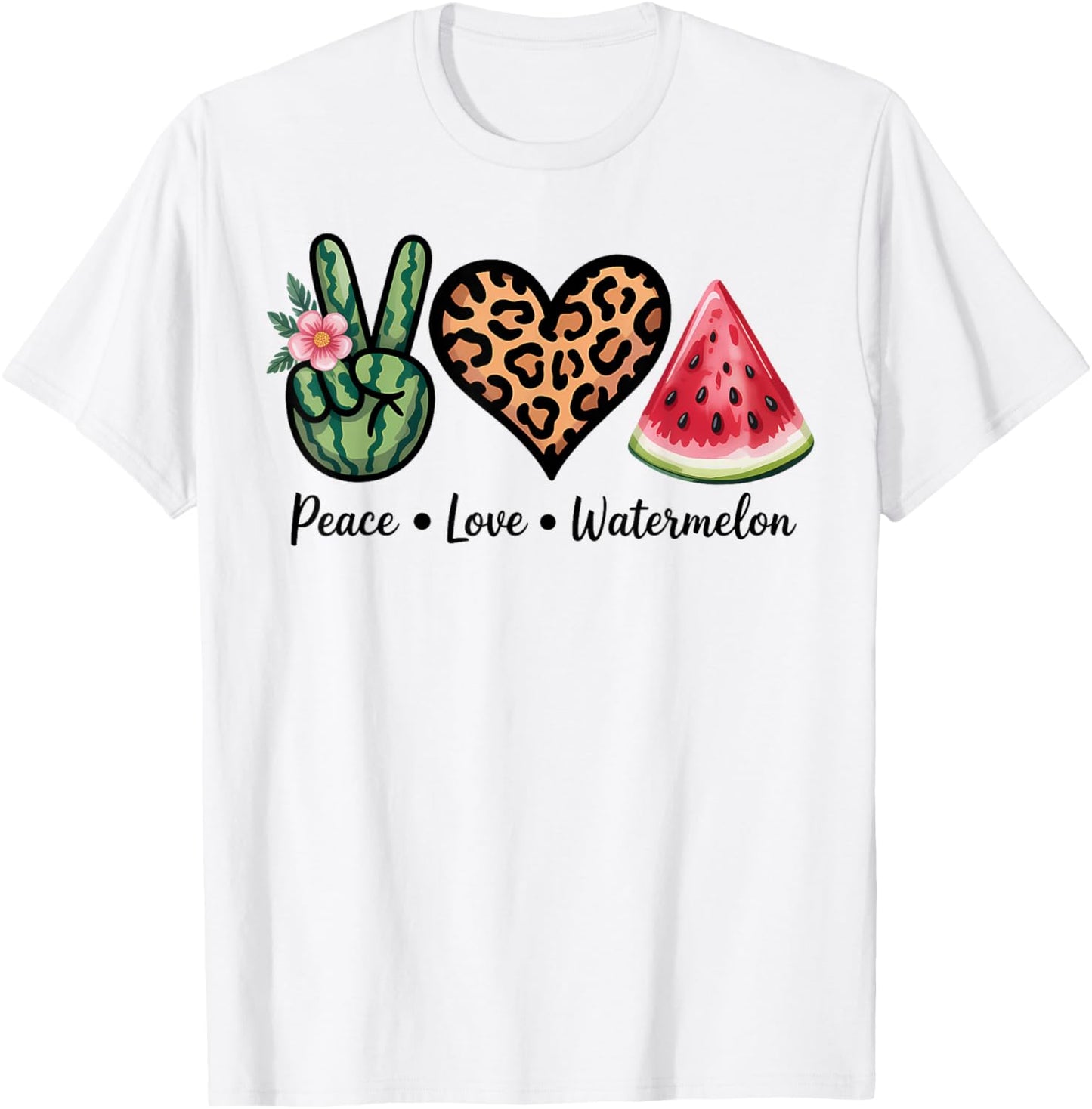 Peace Love Watermelon Cute Summer Fruit Women Teen Girls T-Shirt