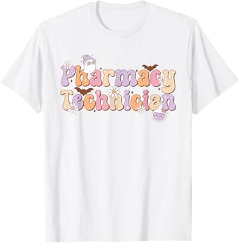 Retro Pharmacy Technician Halloween Spooky Pharmacy Tech T-Shirt