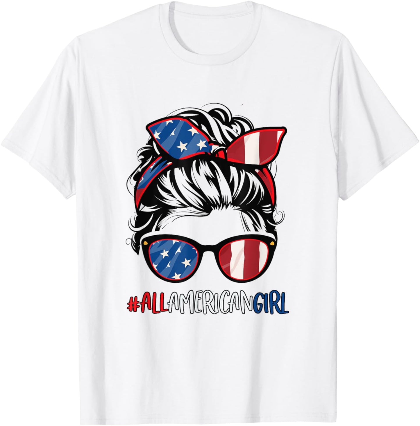 All American Girl 4th Of July USA Flag Patriotic Girl T-Shirt