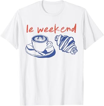 Retro Vintage Le Weekend Coffee Club Croissant Lovers Pastry T-Shirt