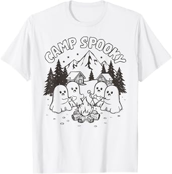 Camp Spooky Summerween Summer Halloween Cute Ghost T-Shirt