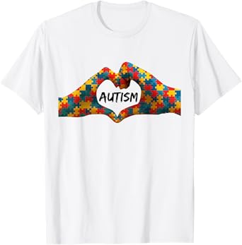Autism Awareness Hands For Heart Puzzle Pieces T-Shirt