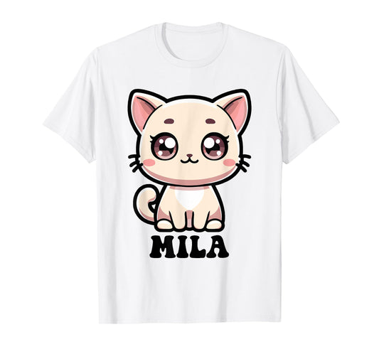 Mila Cute Kitty Cat Design for Girls Name Mila T-Shirt
