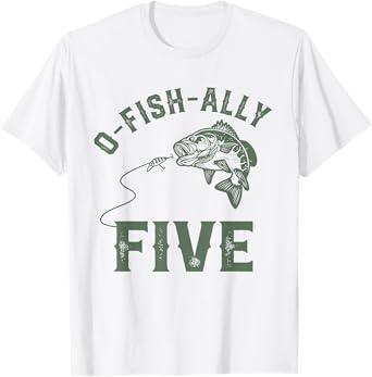 O-fish-ally Five Birthday Decorations 5th Birthday Boy T-Shirt