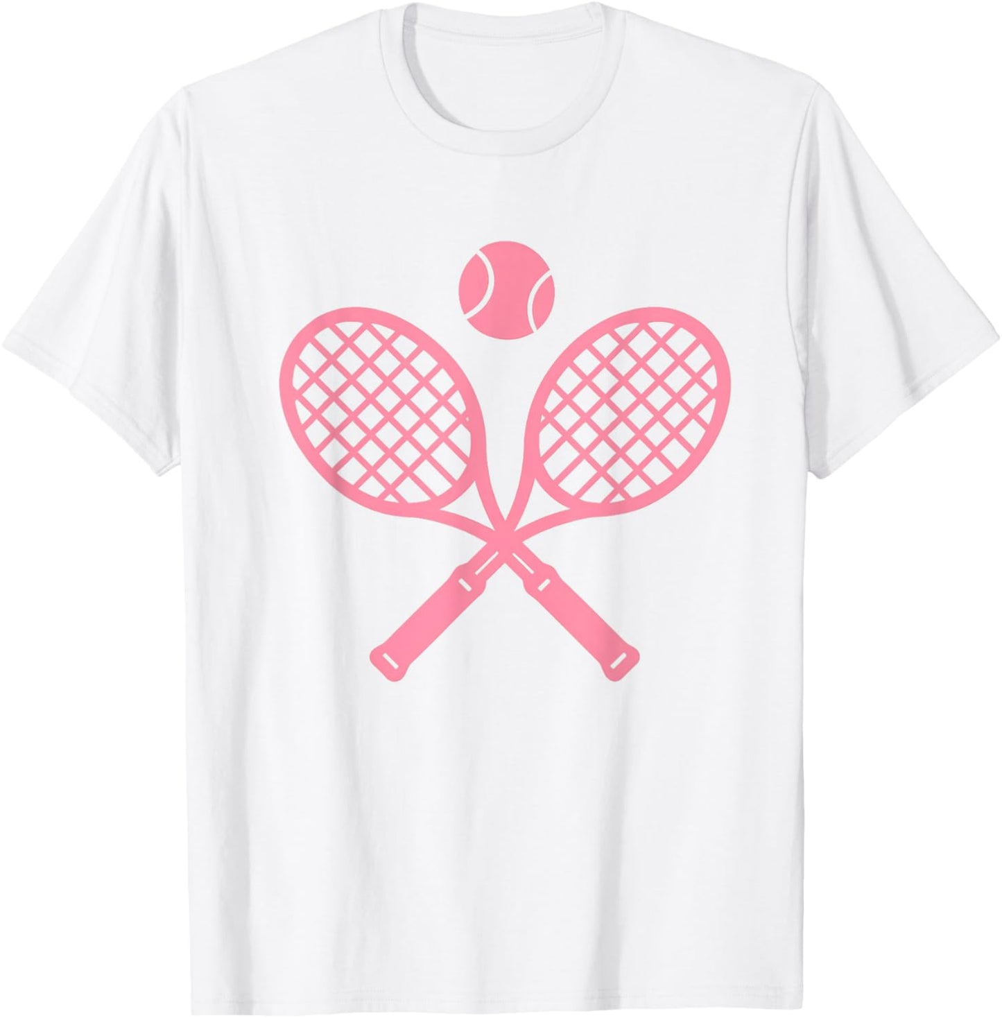 Pink Tennis Rackets and Ball Minimal Cute Sports Design T-Shirt