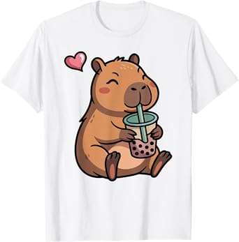 Cute Capybara Boba Bubble Tea Kawaii Capybara Girls Kids T-Shirt
