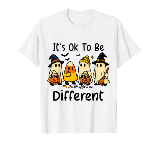Halloween Candy Corn Ghost Its Ok to Be Different Kids Girl T-Shirt