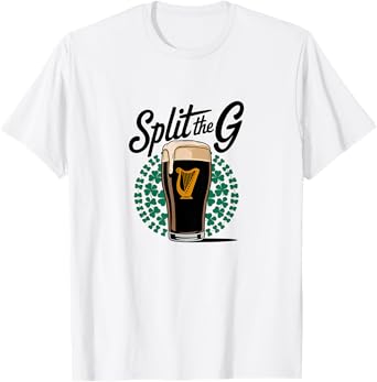 Irish Beer Split The G Shamrock Pint T-Shirt