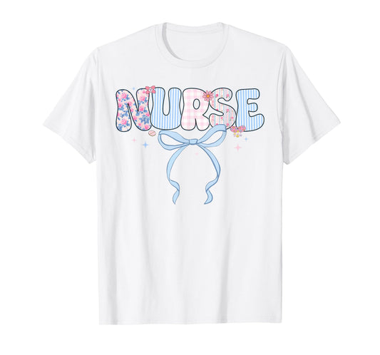 Nurse Coquette Bow Floral Nurse Life Nursing Healthcare T-Shirt