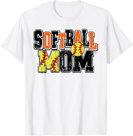 Softball Mom Orange Softball Season Softball Game Day Vibes T-Shirt