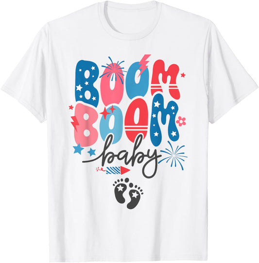 Boom Boom Baby Announcement 4th Of July Pregnancy Reveal T-shirt