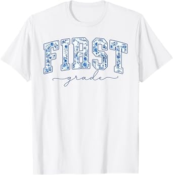 First Grade Toile De Jouy Back To School Teachers Kids T-Shirt