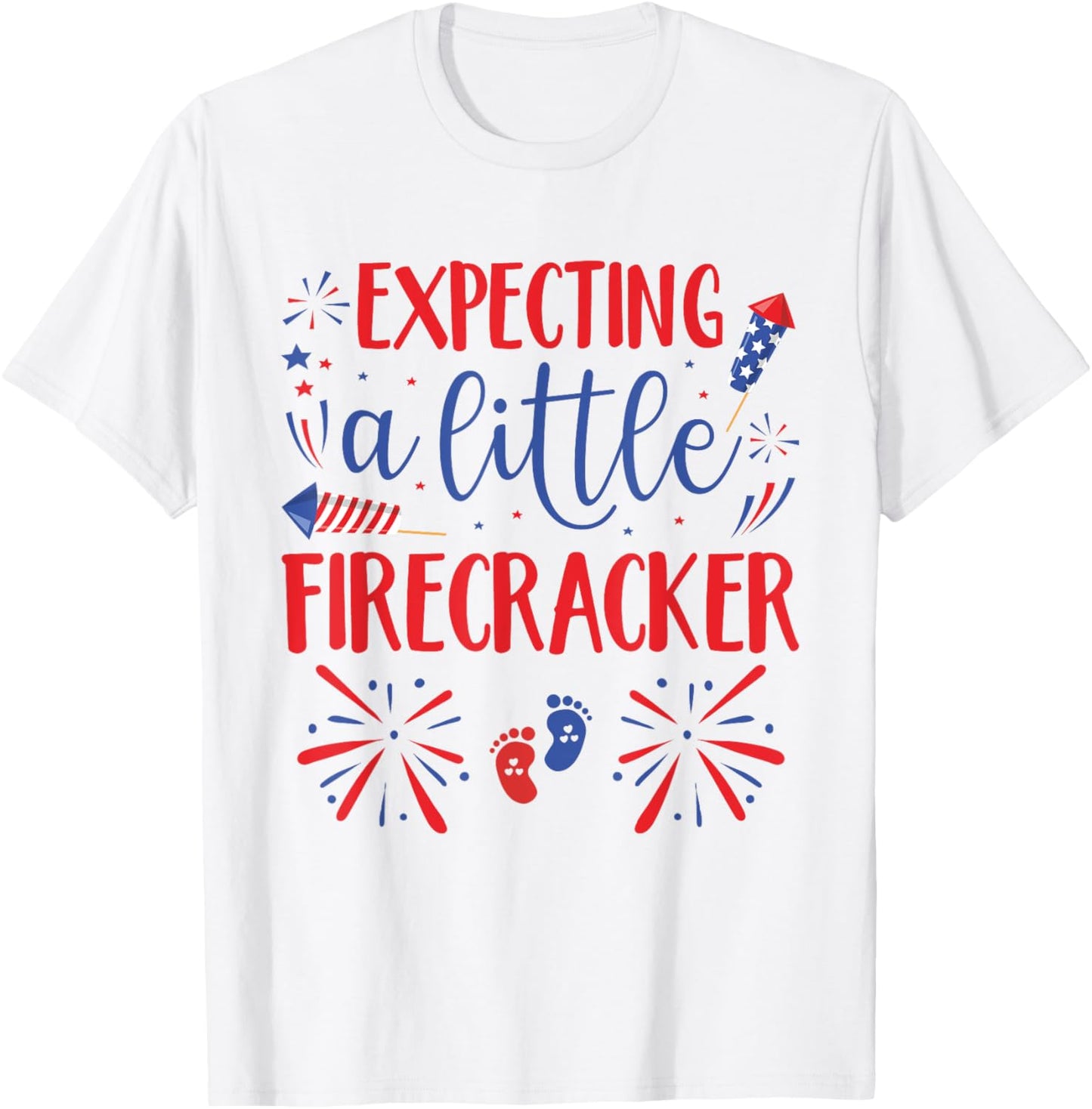 Expecting A Little Firecracker Mom Dad 4th Of July Pregnancy T-Shirt
