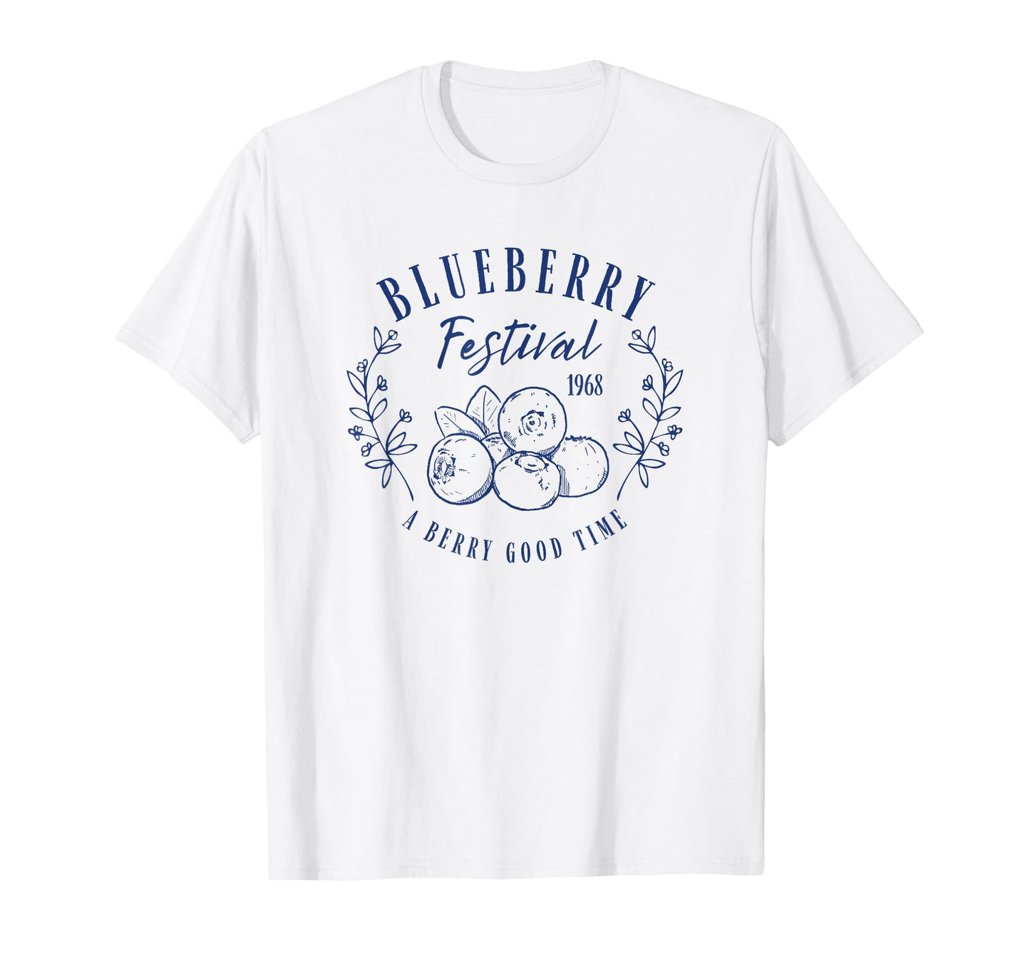 Blueberry Festival Vintage Lineart Illustration Blueberries T-Shirt
