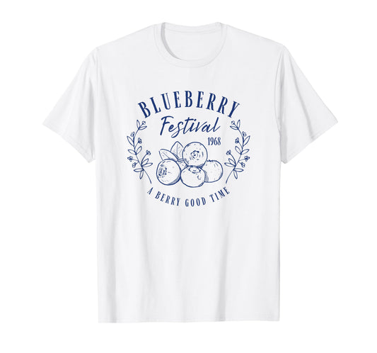 Blueberry Festival Vintage Lineart Illustration Blueberries T-Shirt