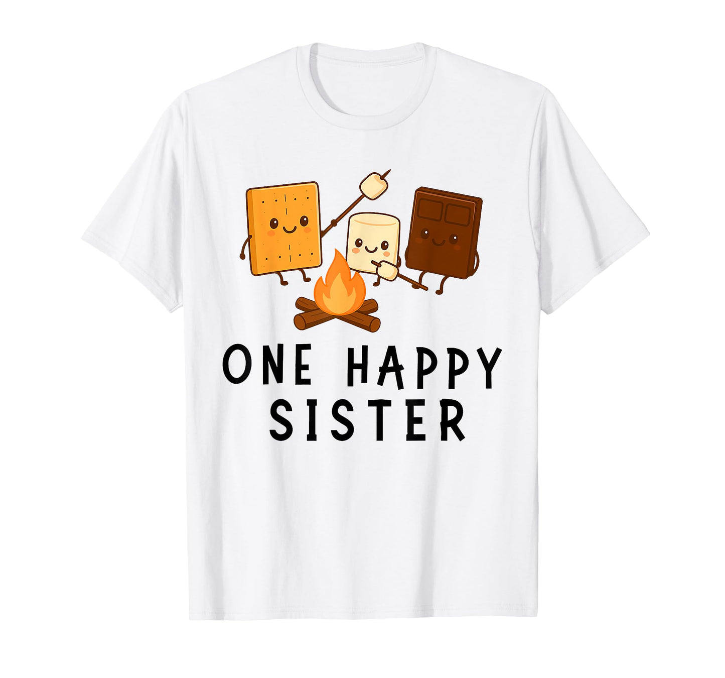 One Happy Sister Camping Theme Smores Birthday T-Shirt
