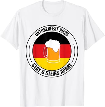Oktoberfest 2025 6 Stein Apart Beer October Funny Drinking T-Shirt