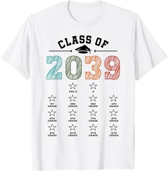 Class Of 2039 Shirt Mom Dad Checklist Pre-k 12th Grade 2039 T-Shirt