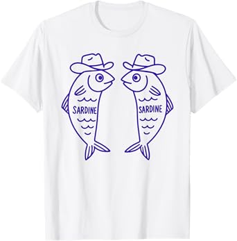 Sardine Cowboy Hat Western Fish Graphic Women Girls T-Shirt