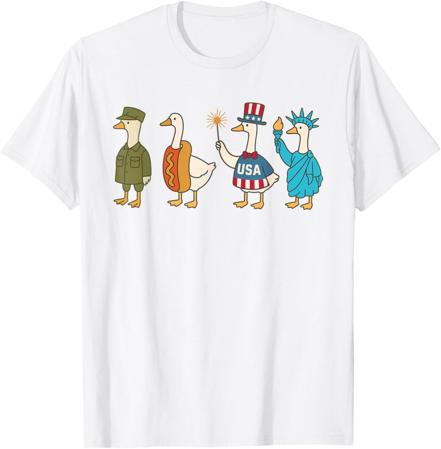 Retro Fourth Of July Goose American Flag Usa Memorial Day T-shirt