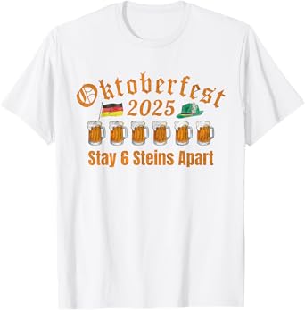 Oktoberfest 2025 6 Stein Apart Beer October Funny Drinking T-Shirt