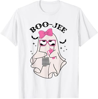 Boo-Jee Funny Halloween Cute Pink ghost Spooky season T-Shirt