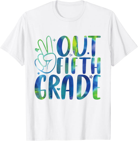 5th grade graduation shirt Peace out 5th grade tie dye kids T-Shirt