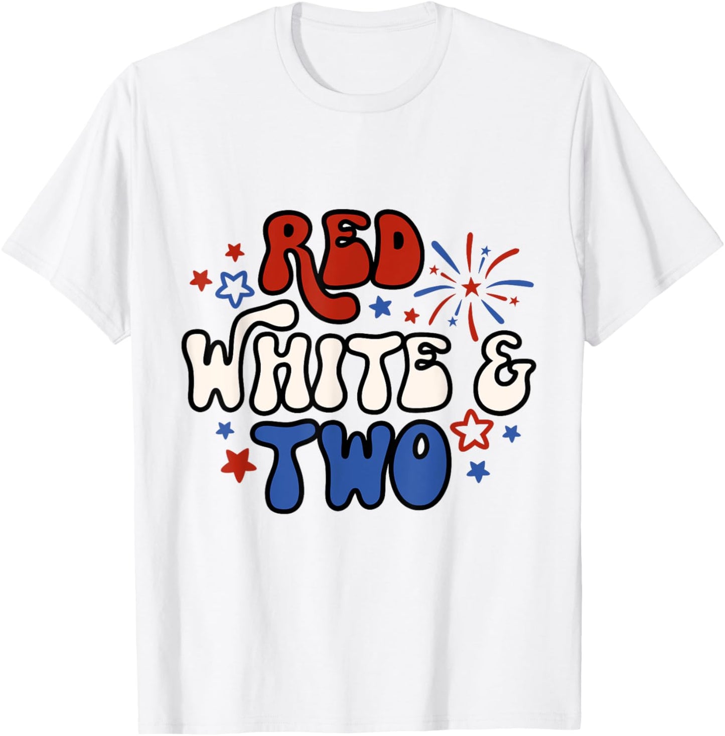 Kids Red White & Two 2nd Birthday 4th Of July T-Shirt