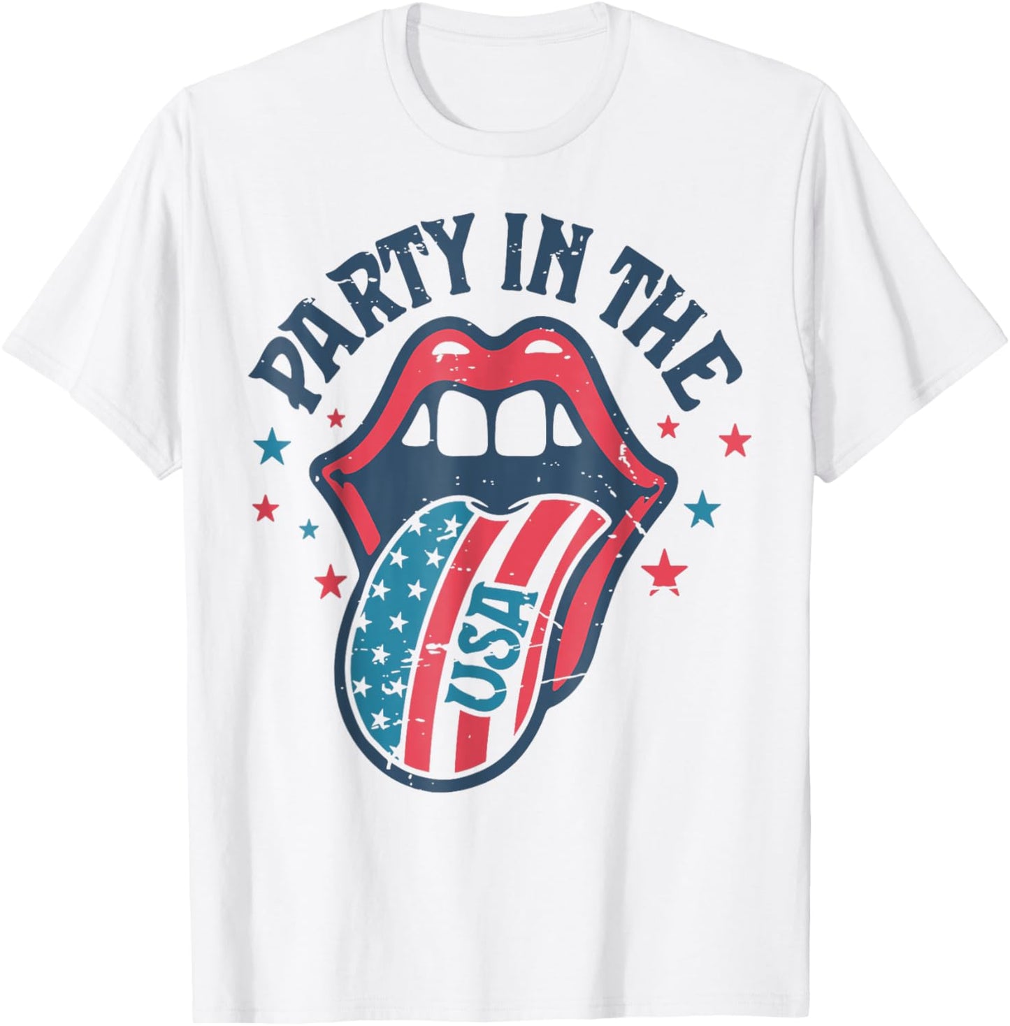 Party In The Usa Flag Tongue Retro 4th Of July T-shirt