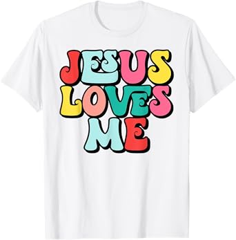 Jesus Loves Me Retro Vintage Groovy Style Men Womens T-Shirt