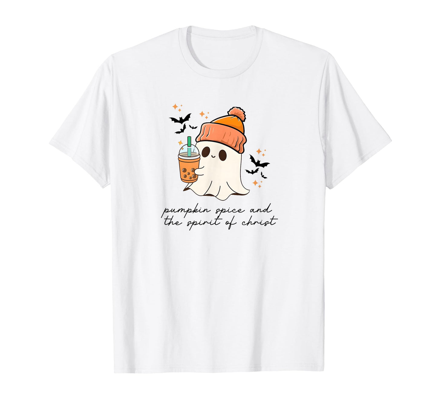 Pumpkin Spice and The Spirit of Christ, Ghost Pumpkin Coffee T-Shirt