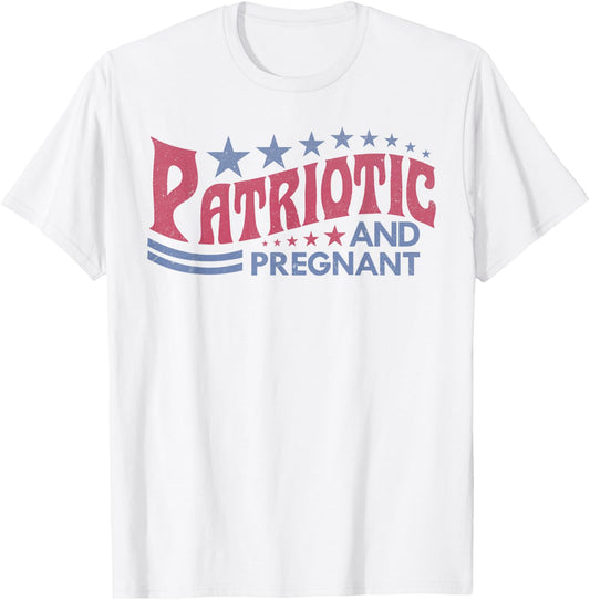 4th Of July Pregnancy Announcement Mama Patriotic & Pregnant T-shirt