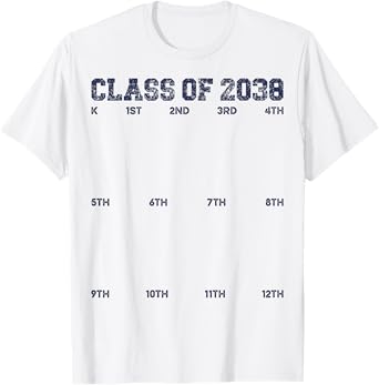 Class of 2038 Grow With Me Shirt 2038 Hand Print Kid K to 12 T-Shirt