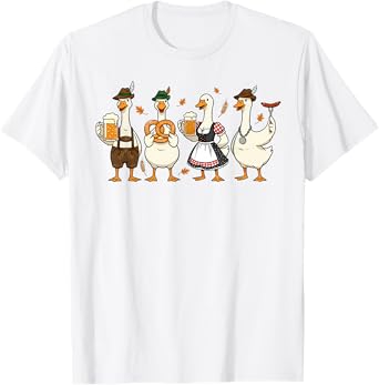 Funny Oktoberfest Goose Beer Pretzel Sausage German Costume T-Shirt