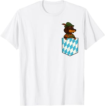 Oktoberfest Bavaria Flag Pocket Dachshund Funny Oktoberfest T-Shirt