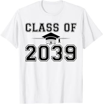 Class of 2039 Grow With Me Graduation Handprint On Back T-Shirt