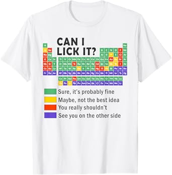 Can i lick it periodic table science graphic boys kids Funny T-Shirt