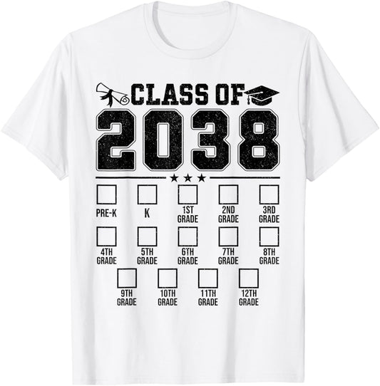 Class Of 2038 Growing With Me Checklist K To 12th Boys Tee by TeeBrew