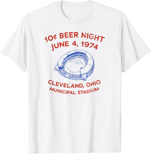 10 Cent Beer Night Cleveland Stadium 1974 Vintage T-Shirt