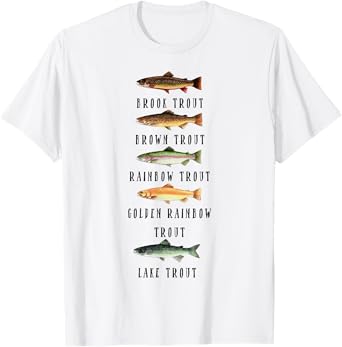 Types of Trout Fish Species Shirt Funny Trout Fishing Lover T-Shirt