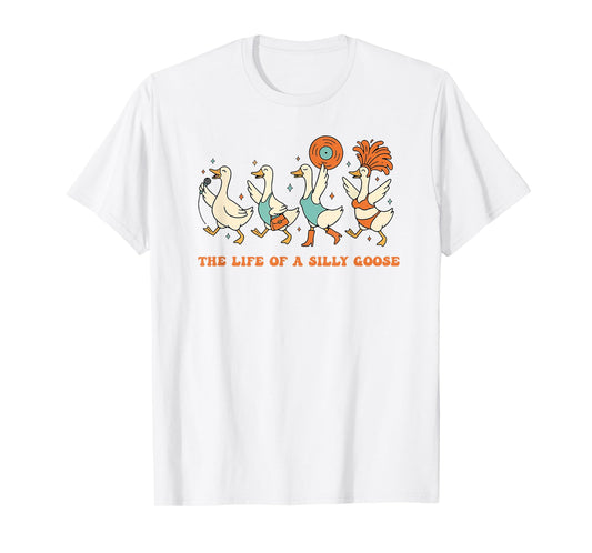Funny The Life of a Silly Goose Retro Goose Meme Show Girl T-Shirt