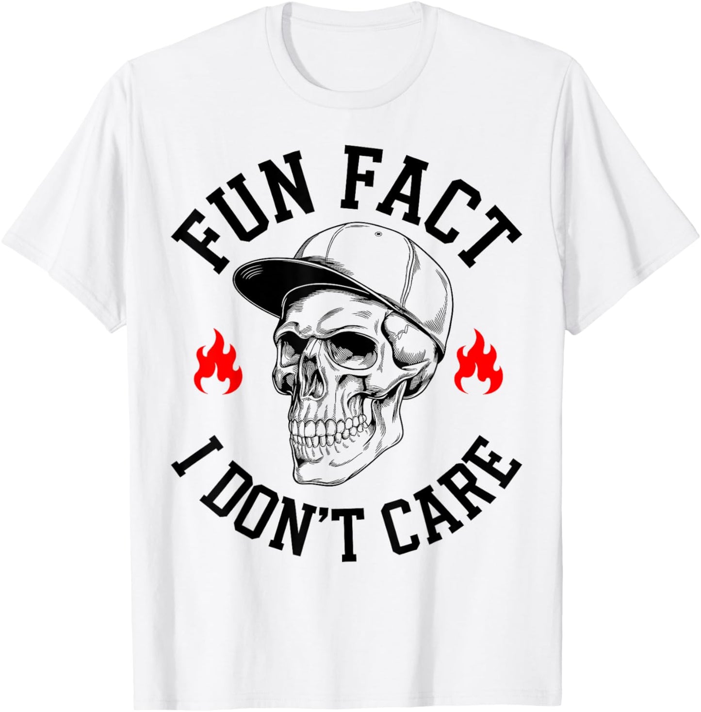 Fun Fact I Don't Care Vintage Skeleton Sarcastic Adult Humor T-Shirt