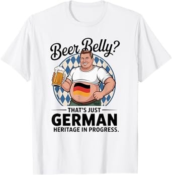 Funny Beer Belly German Heritage in Progress Oktoberfest T-Shirt