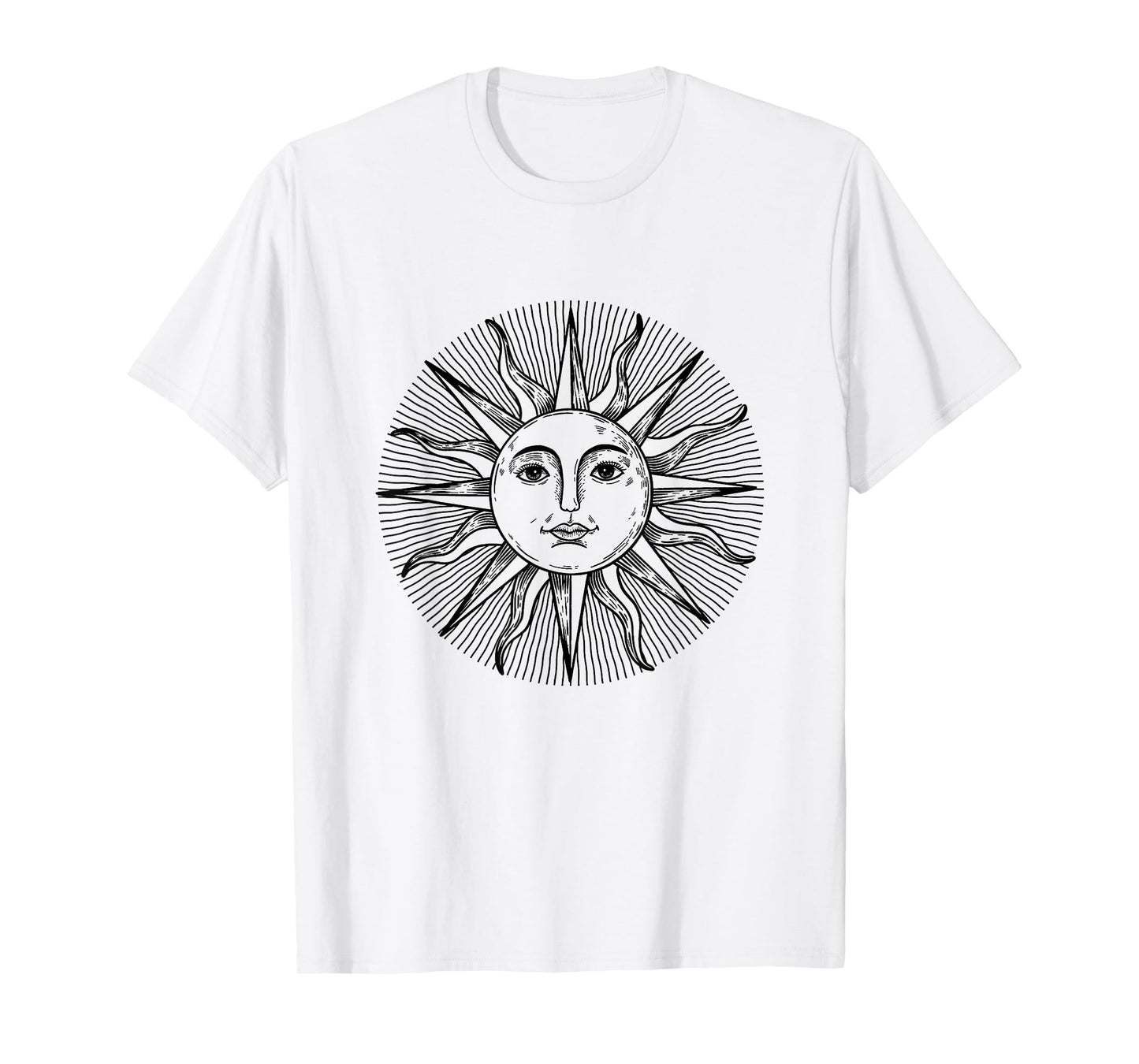 Vintage 70s Sun Face Drawing Art Sun With Face Symbol T-Shirt