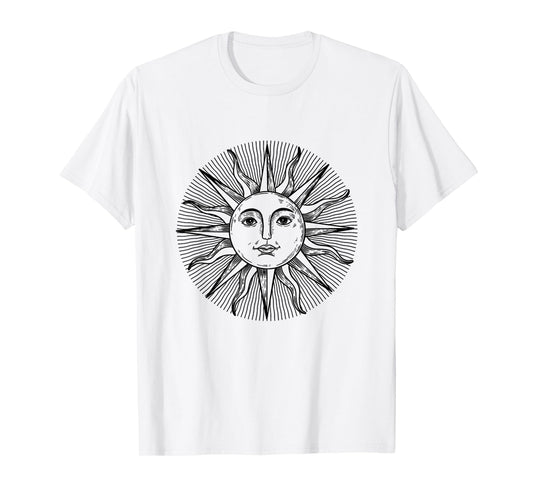 Vintage 70s Sun Face Drawing Art Sun With Face Symbol T-Shirt